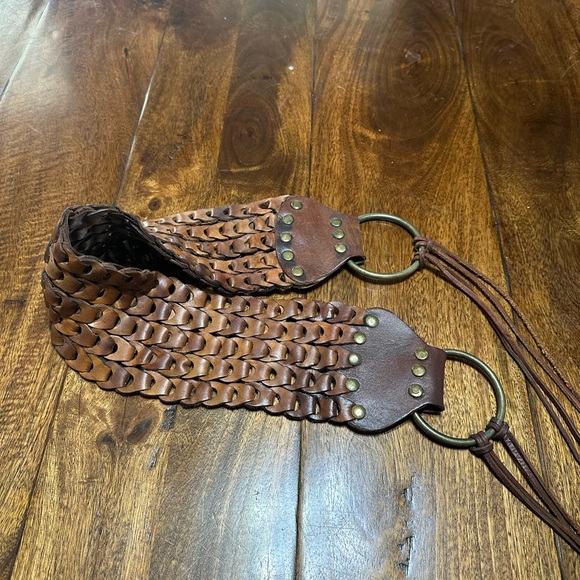 Womens Vintage Boho Brown Leather Braided Belt - Picture 2 of 15